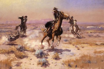 En Ropes End cowboy Charles Marion Russell Indiana Pinturas al óleo